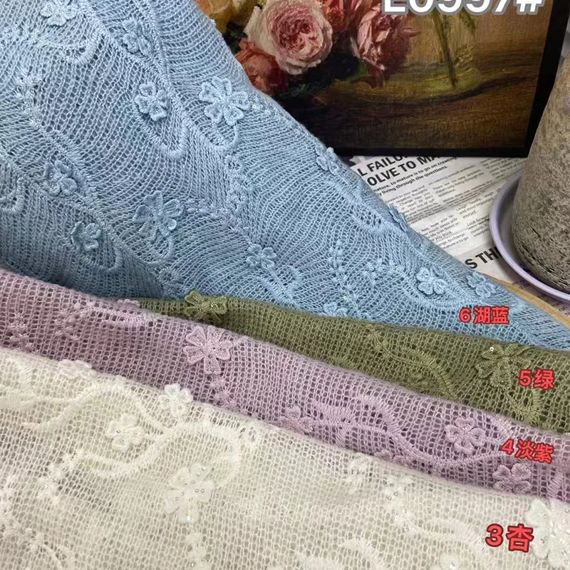 New 3D embroidery flower bridal laces fabrics hollowed out crochet 100% acrylic knitted lace fabric for dress