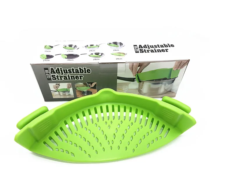 Adjustable Silicone Clip-On Hot Pot Food Strainer Silicon Clip On Pasta Strainer Colander For Pots