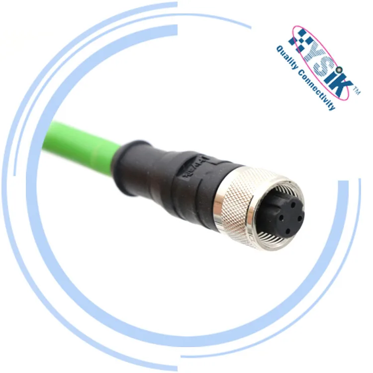 M12 4-pin plug waterproof IP67 solder connector customize available male female D coded socket