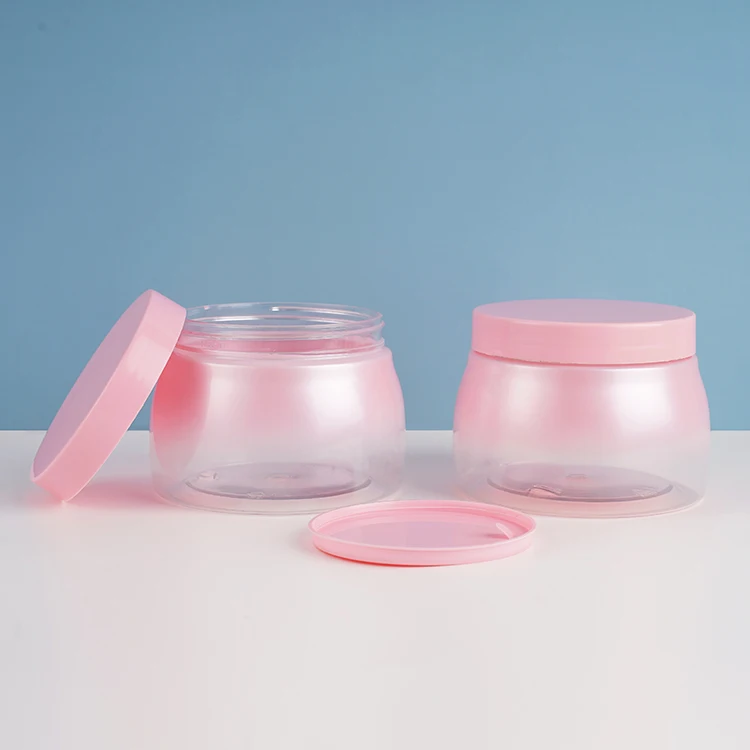 300ml Pet Plastic Cosmetic Container Wide Mouth Jar For Scrub Skincare Cream Body Butter PET Jars With Lids