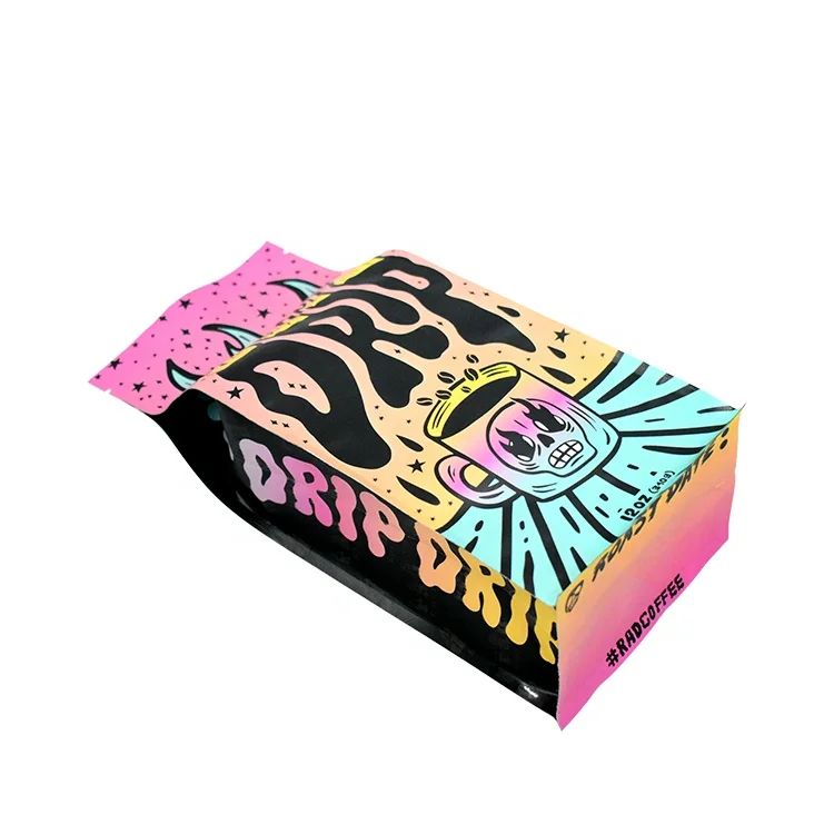 Custom Printed Matt Black Aluminum Foil 100g 250g 500g 1kg 12 Oz Plastic Flat Bottom Coffee Bag With Valve