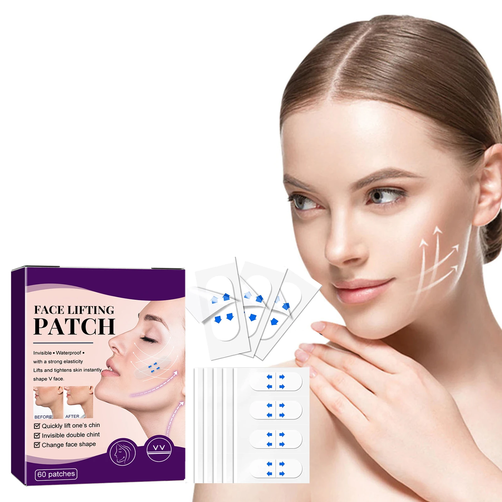 60 PCS Instant Face Neck Eye Lift Kit Face Lift Sticker Anti Wrinkle Invisible Lifting Face Tapes and Bands