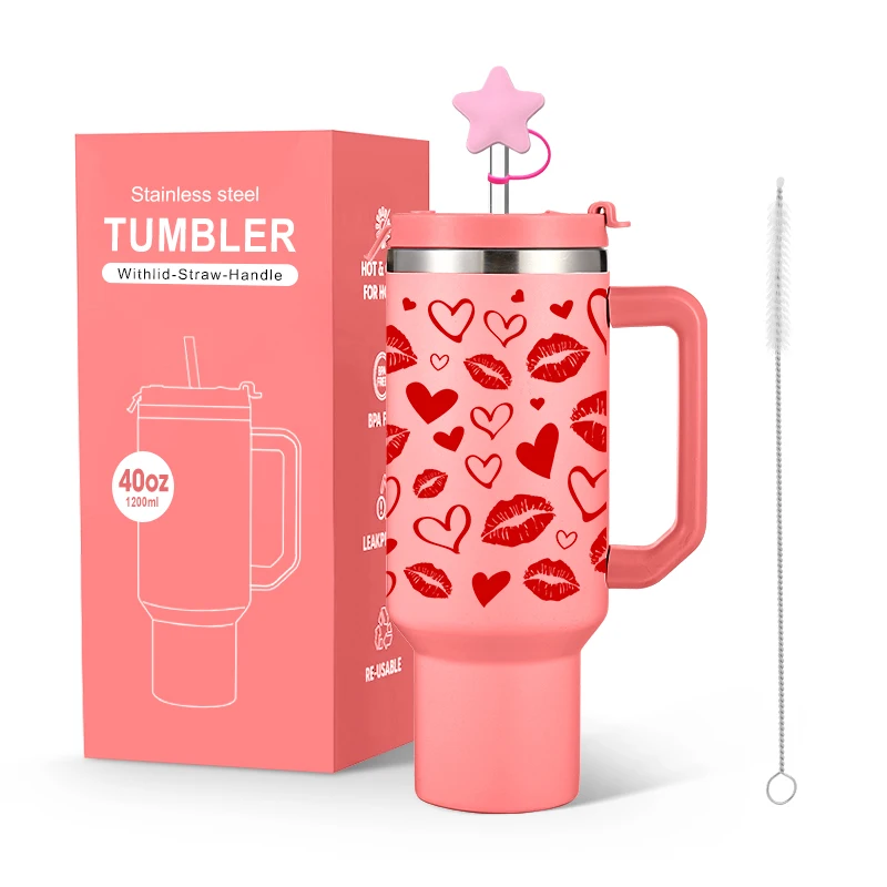 Stainless Steel Travel Mug with Handle, Double-Wall Insulation Keeps Drinks Hot up to 7 Hours or Cold up to 18 Hours, 20oz