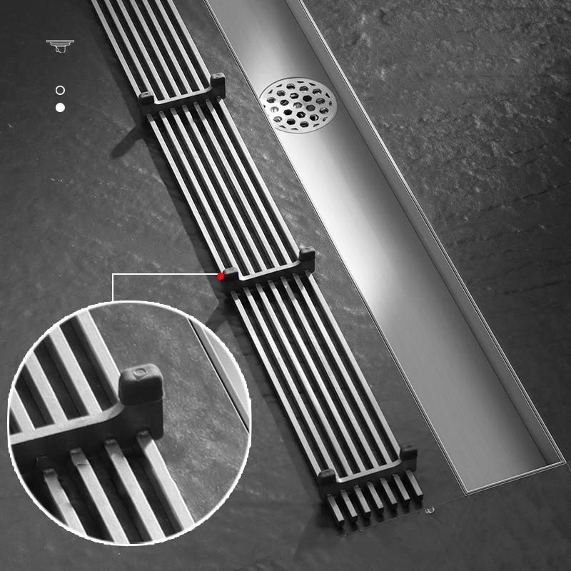 Backflow preventer channel anti clogging sus304 anti-odor long  bathroom core shower cover linear stainless steel floor drain
