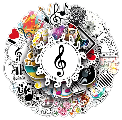 50 штук музыкальных нот модные креативные материалы граффити Гука водонепроницаемые украшения чашки для чая с молоком ручные счета наклейки багажа
