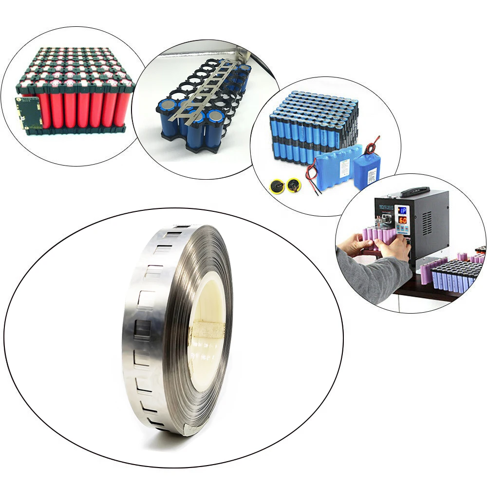 Nickel Strip/Plate/Tape As Cylinder Cell Tab for Lithium Battery Packs Spot Welding Size Customized 18650 26650 32650 2p