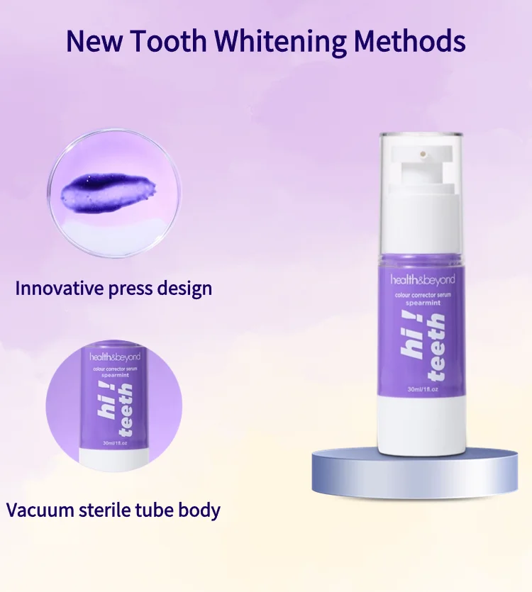 OEM supplier 30ml Travel size Teeth whitening Purple Colour Corrector serum Toothpaste