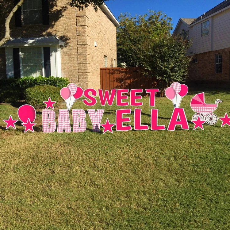 Wholesale custom plastic sign board corrugated yard lawn advertising signs with stake