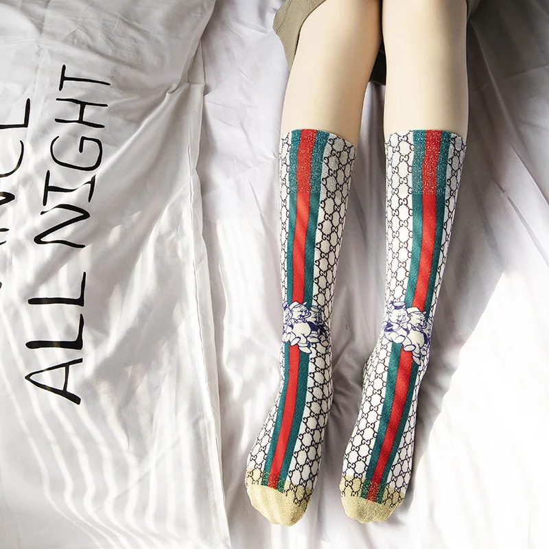 New Style Stockings 3D Printing Straight Women's Mid Socks Cartoon Teen Young Girls Tube Socks