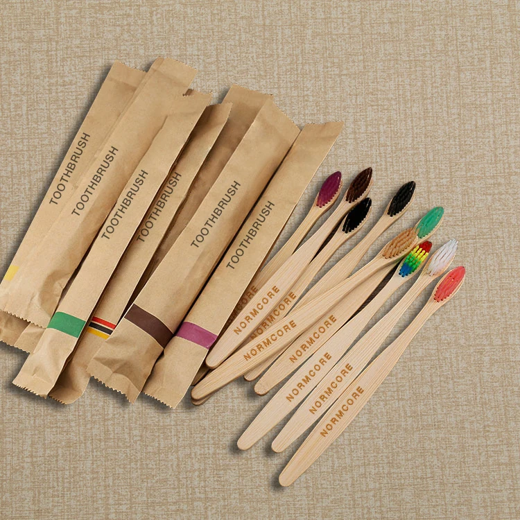 CE Approved Eco Friendly Biodegradable Disposable Customized Packing and Logo OEM Soft Charcoal Bristle Hotel Bamboo Toothbrush