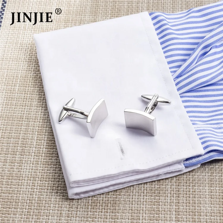 Готов к отправке, медный материал, посеребренные простые хорошо обработанные запонки для мужчин