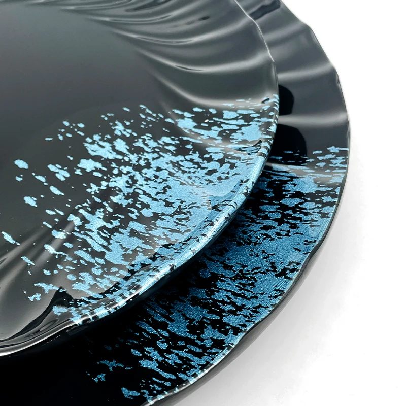 Classic Japan Style Black Melamine Dinnerware Set Food-Grade Plastic Melamine Plate Bowl Dinnerware Set for Restaurant Use