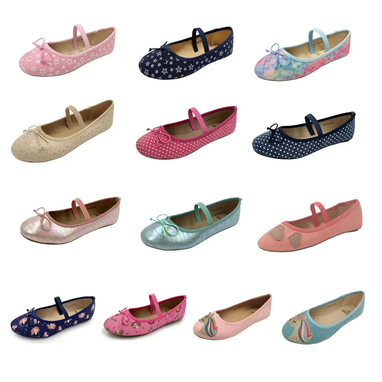 Wholesale shoes stock round toe cute kids casual shoes girls flat ballerinas footwear children school dress shoes for kid