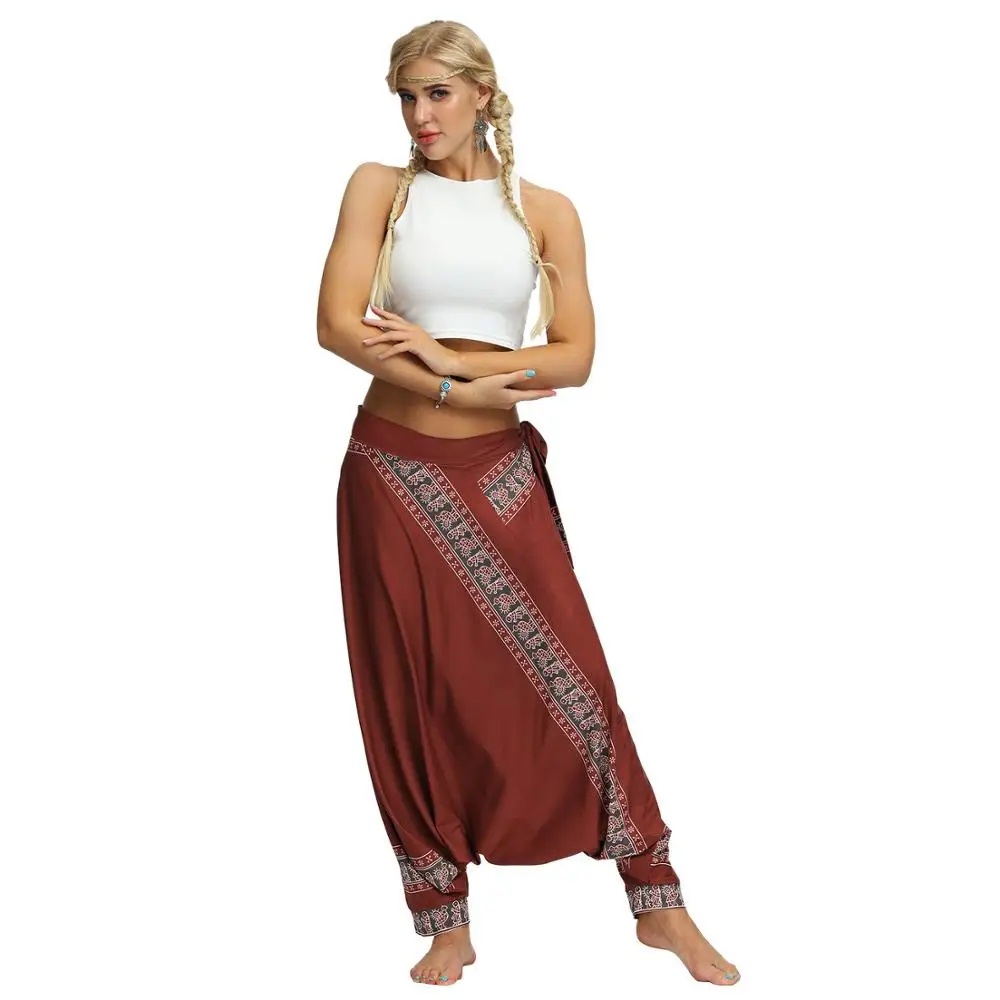 
Women Thai African Soft Loose harem pants Hippy Casual Fitness Yoga Pants Femme Sexy High Waist indian saree Dance Costumes 