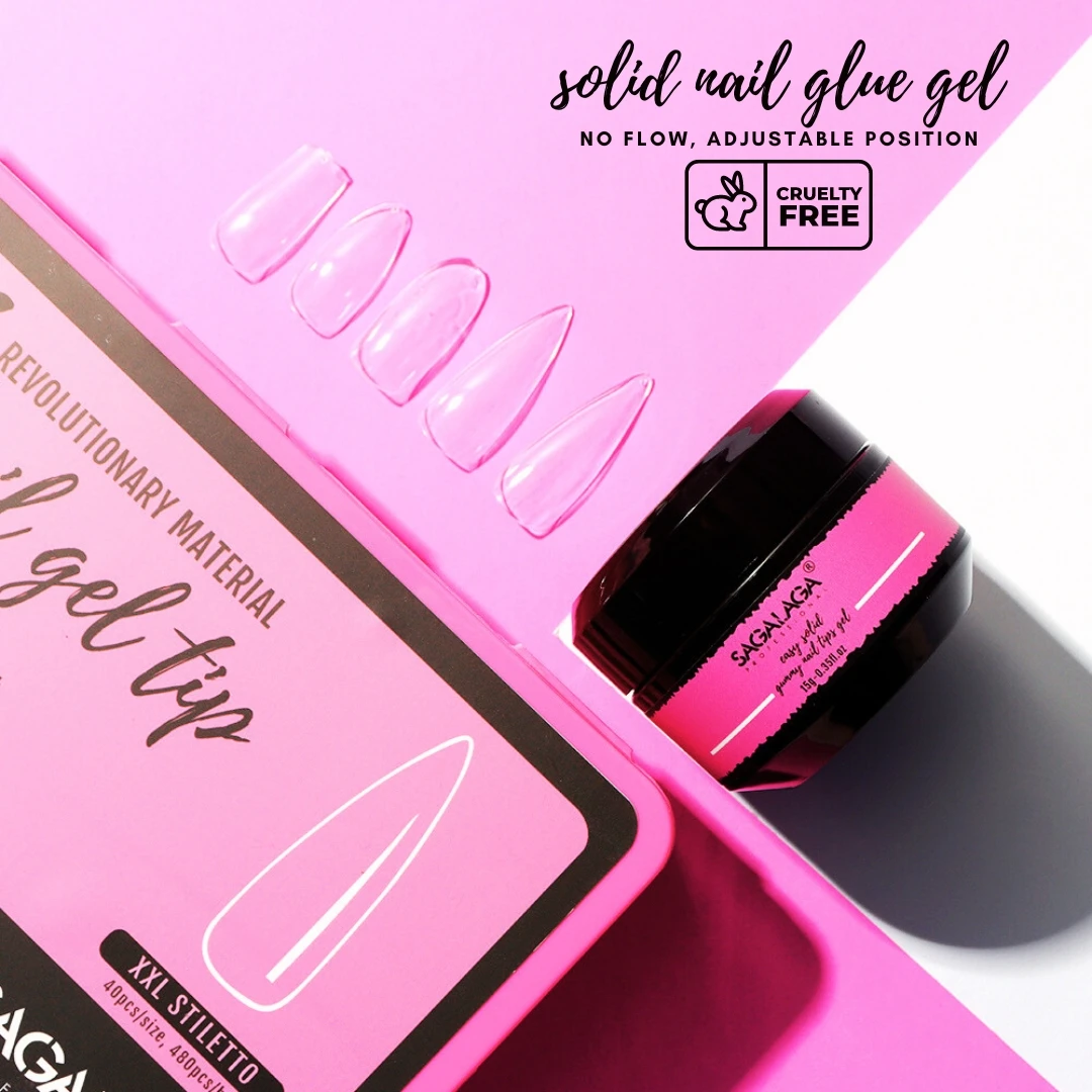 Solid Nail Tips Gel Glue for Acrylic Press On Nails Fake Nails Solid Builder Gel In 15ML Jar UV Light Cured