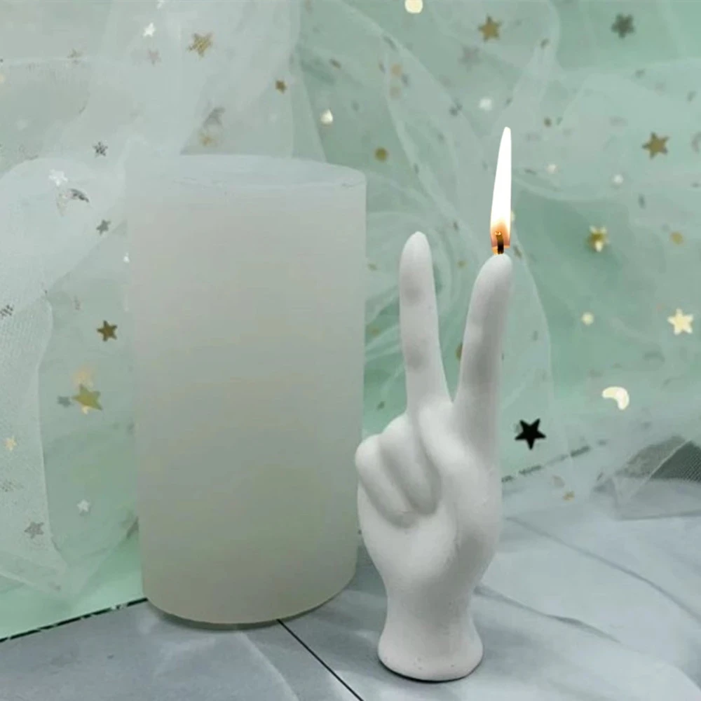 Victory Sign Candle Mold 3d V-shaped Finger Silicone mold DIY Plaster Mold Resin Mould Cake Decoration Candle Making Kit