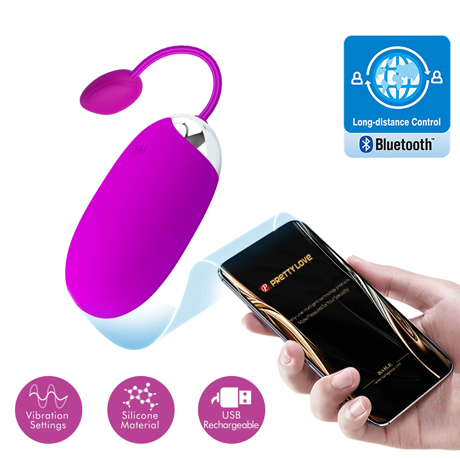 Silicone Material SmartPhone Control Connect Free App G-Spot Massager Vibrating Egg USB Rechargeable
