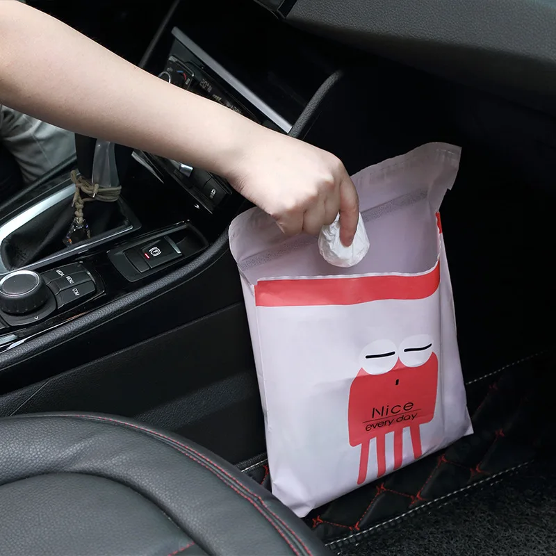 15PCS Easy Stick On Disposable Car Trash Bag Leakproof Vomit Bag  Beautiful Kitchen Storage Bag