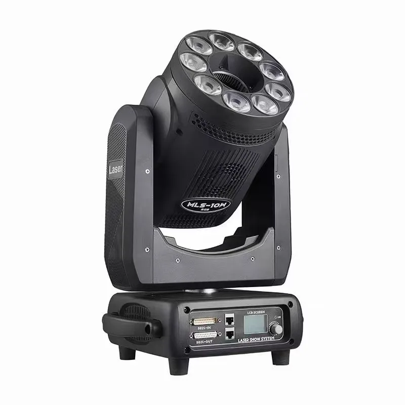 5W RGB Full Color Animation DMX Moving Head Laser Light With 9X20W RGBW Wash Light For DJ Live Club Weeding Stage Light