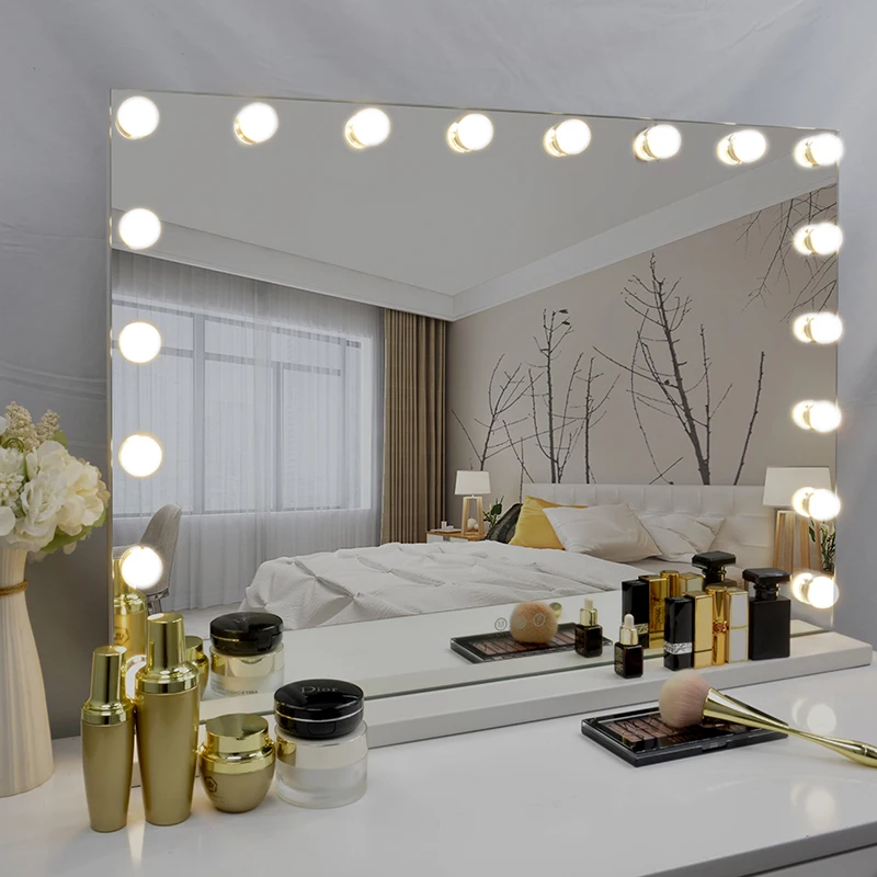 Лидер продаж, косметическое зеркало для макияжа, квадратный размер с 18 светодиодными лампочками для макияжа