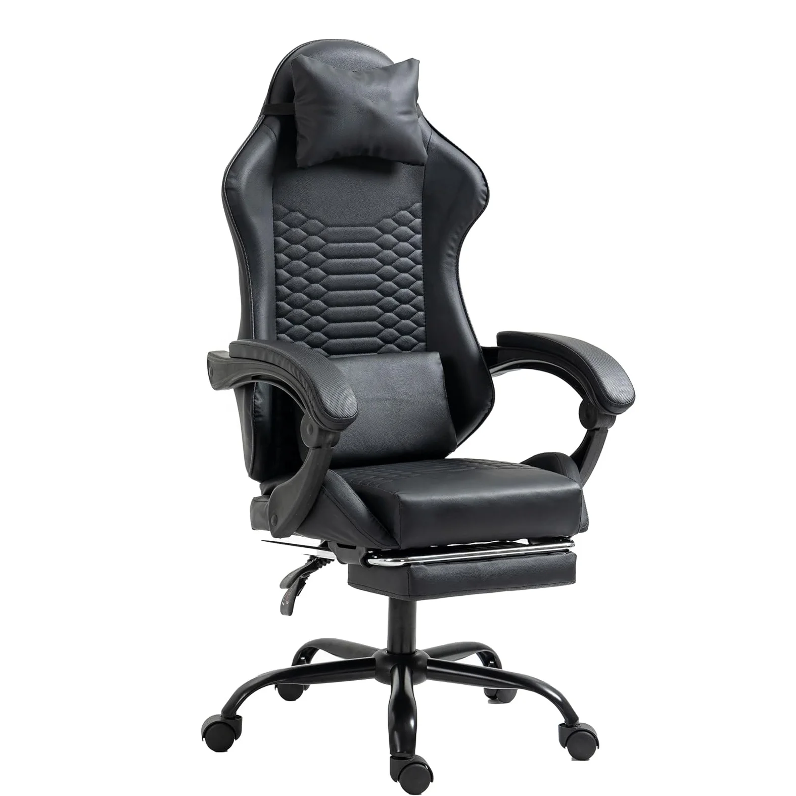 Ergonomic Gaming Chair Racing Style Office Recliner for Computer Armchair PU Leather Gamer Chairs with Retractable Footrest