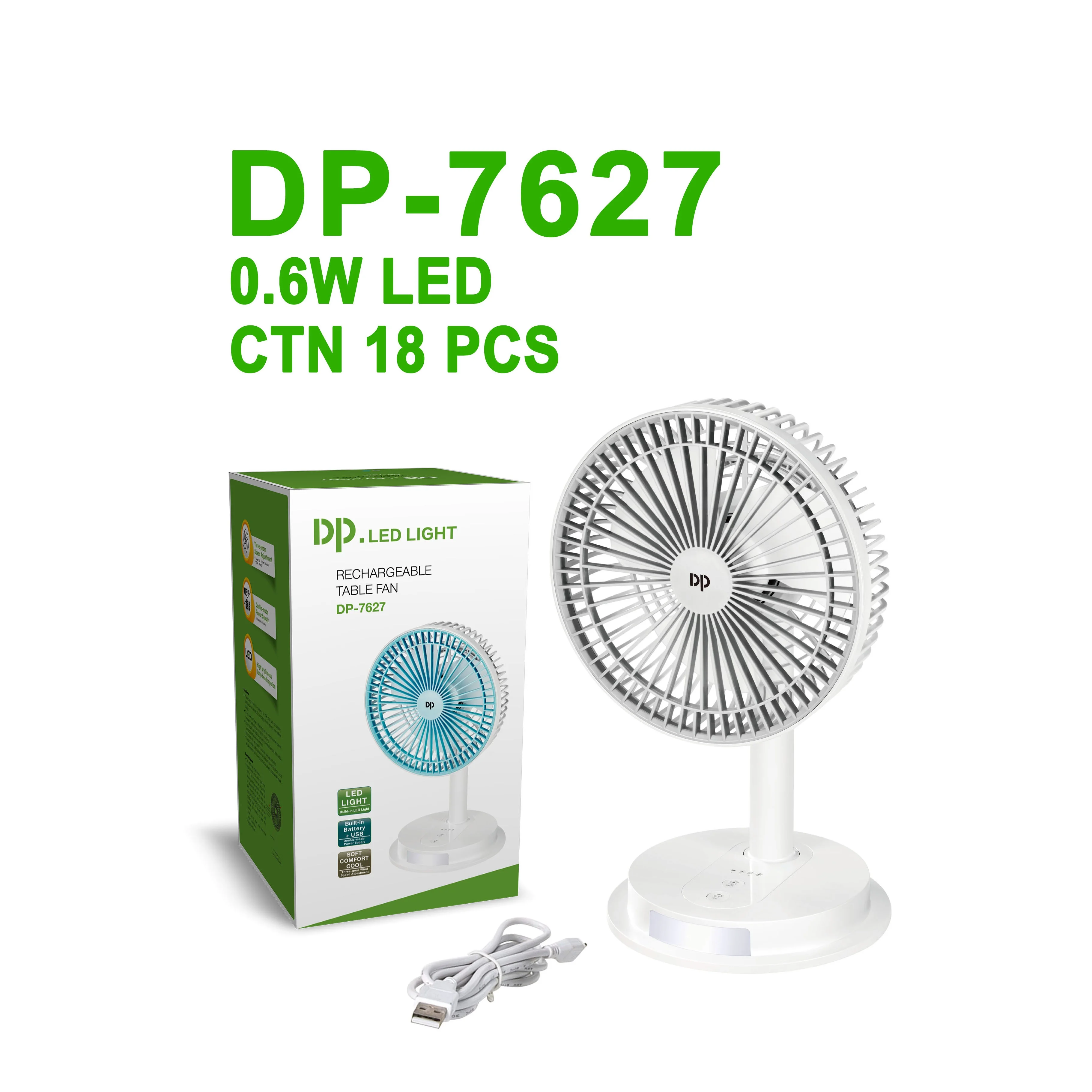 DP-7626 AC/DC 2000 мАч батарея платные электронный умный Светильник настольный USB мини портативный воздушный вентилятор охлаждения со светодиодной подсветкой