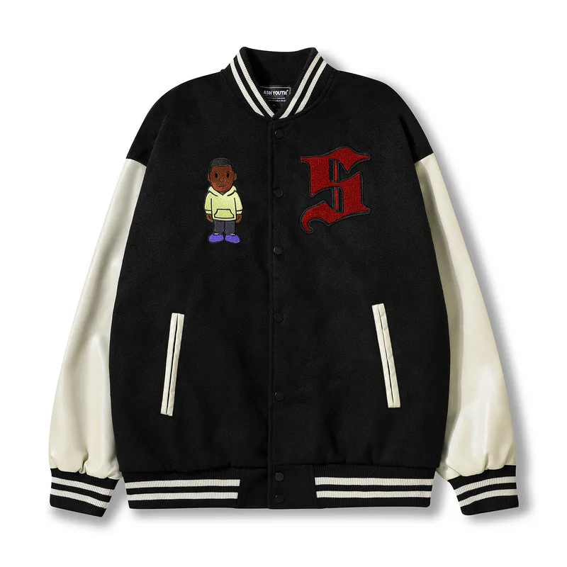 Oem Manufacturer High Quality Chenille Embroidery Men College Leather Sleeves Custom Varsity Bubble Jacket Men
