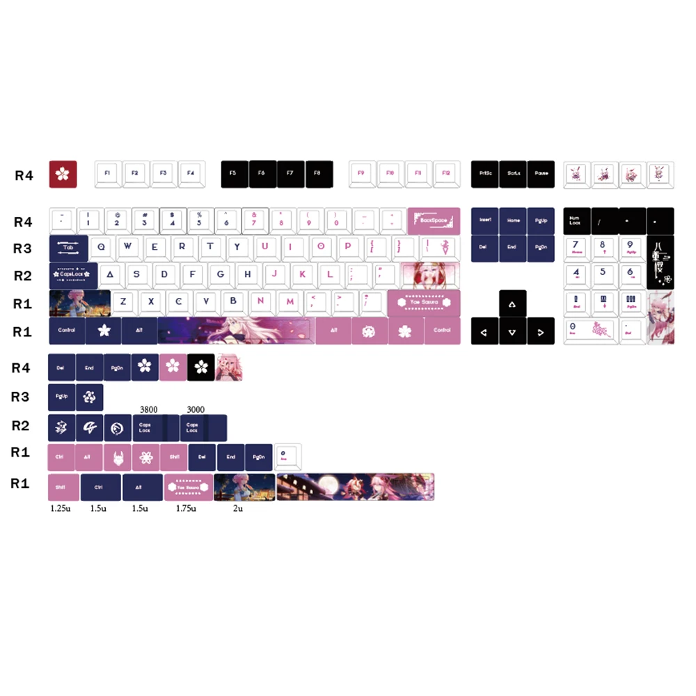 Royal Kludge oem keycap teclas personalizadas black backlit pbt keycaps custom profile anime keycap pbt sublimation