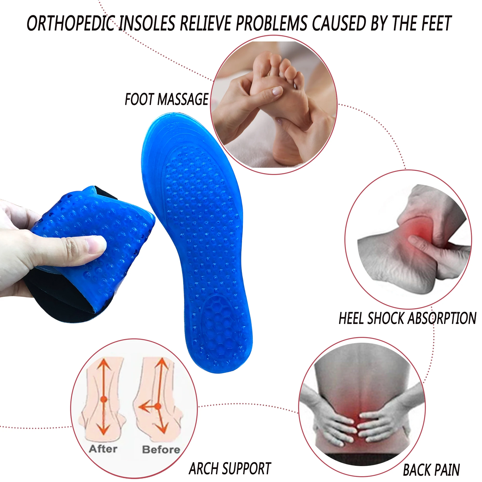 arch support sports soles insoles orthopedic cushion silicone insoles for shoes