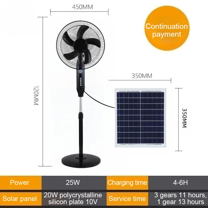 Hot Sale 25w DC Solar Air Cooling Electrical 5 Blades Stand Solar Fan Remote Control Battery Solar Fan