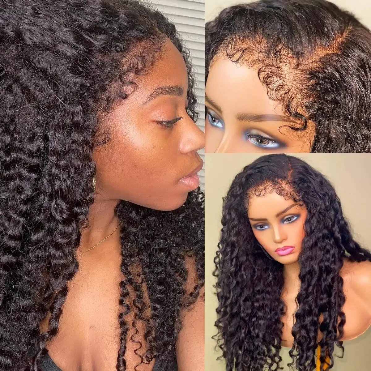 Wholesale 180% 250%  Density Curly Wave HD Lace Human Hair Wigs for Black Women Brazilian Virgin Hair Lace Front Wig Baby Hair