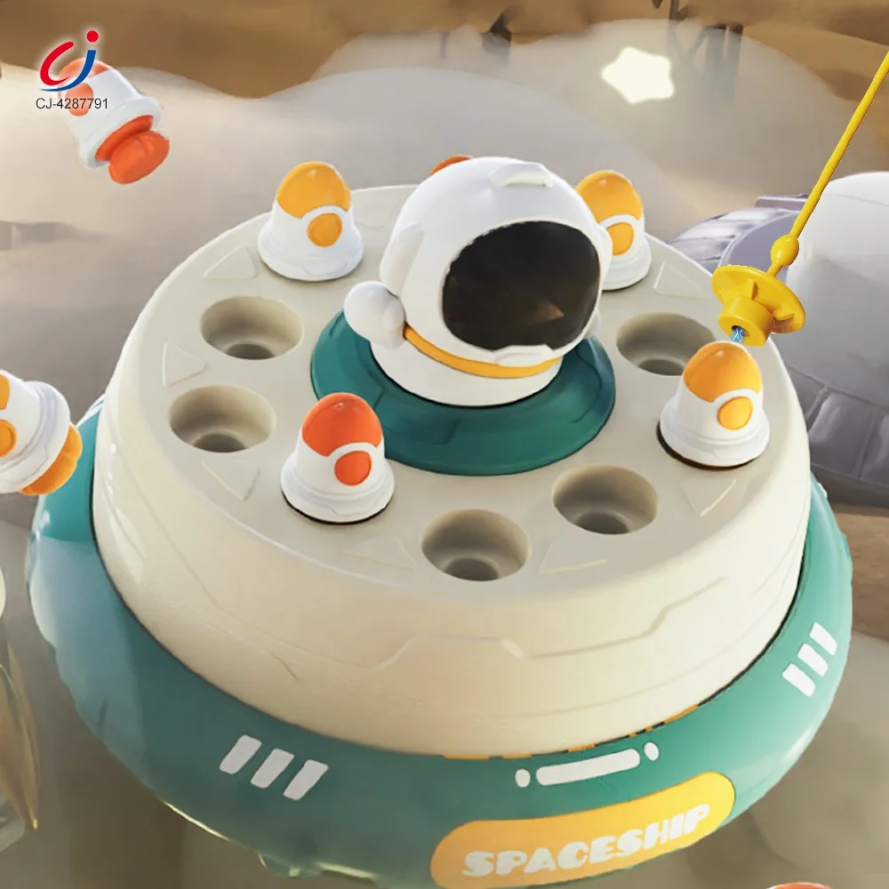 Chengji funny toy fishing games plastic kids educational 2 in 1 rocket launcher electric fishing board toy with music