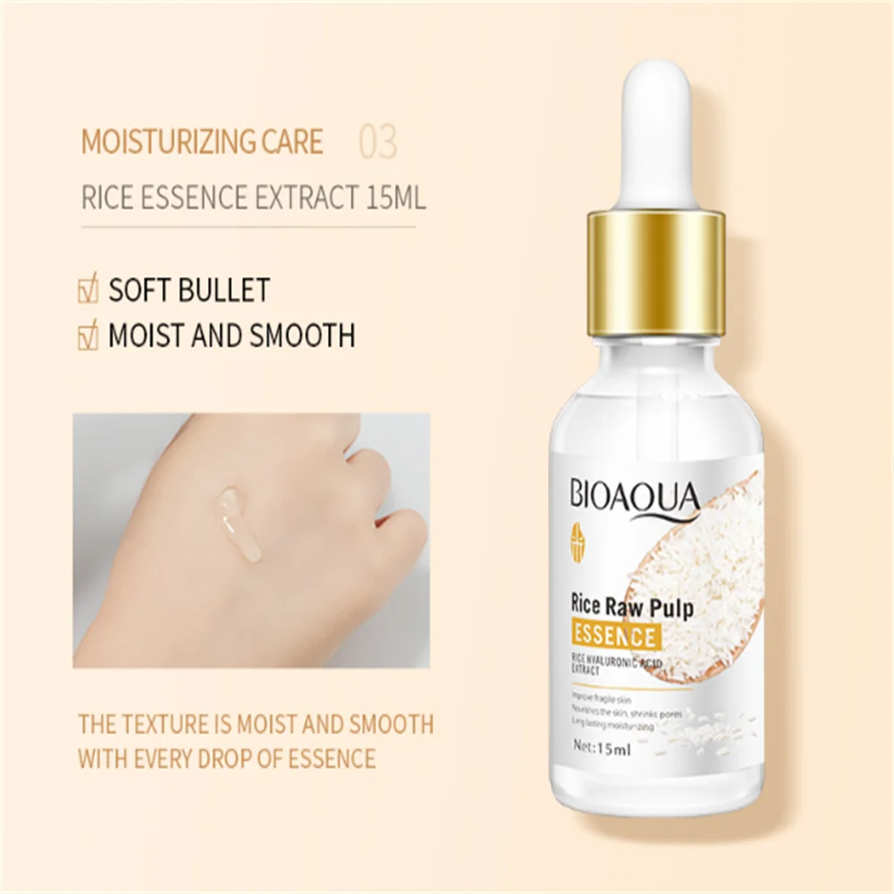 Hot selling Rice Raw Pulp serum Skin Rejuvenation 6Pcs Whitening Face Cream Beauty Health Face Skin Care Sets OEM