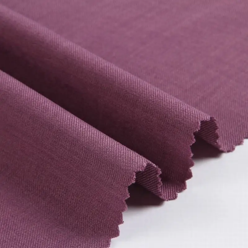 Fashion dacron fabric clothes 100% polyester plain dye lightweight double faced twill woven fabric for women clothing