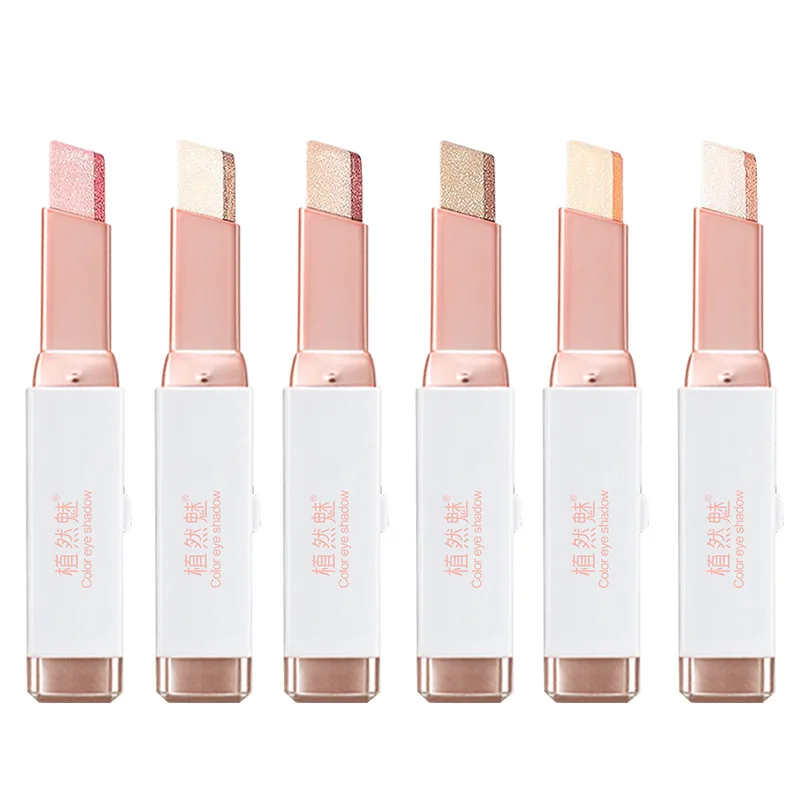 Double Colors Eye Shadow Stick Matte Glitter Shimmer Eyeshadow Gradient Makeup Sticks Waterproof