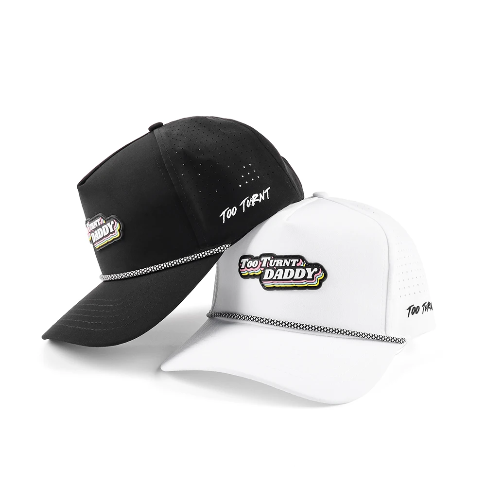 promotional popular plain black 5 panels design logo baseball cap performance perforated waterproof blank golf sports hat