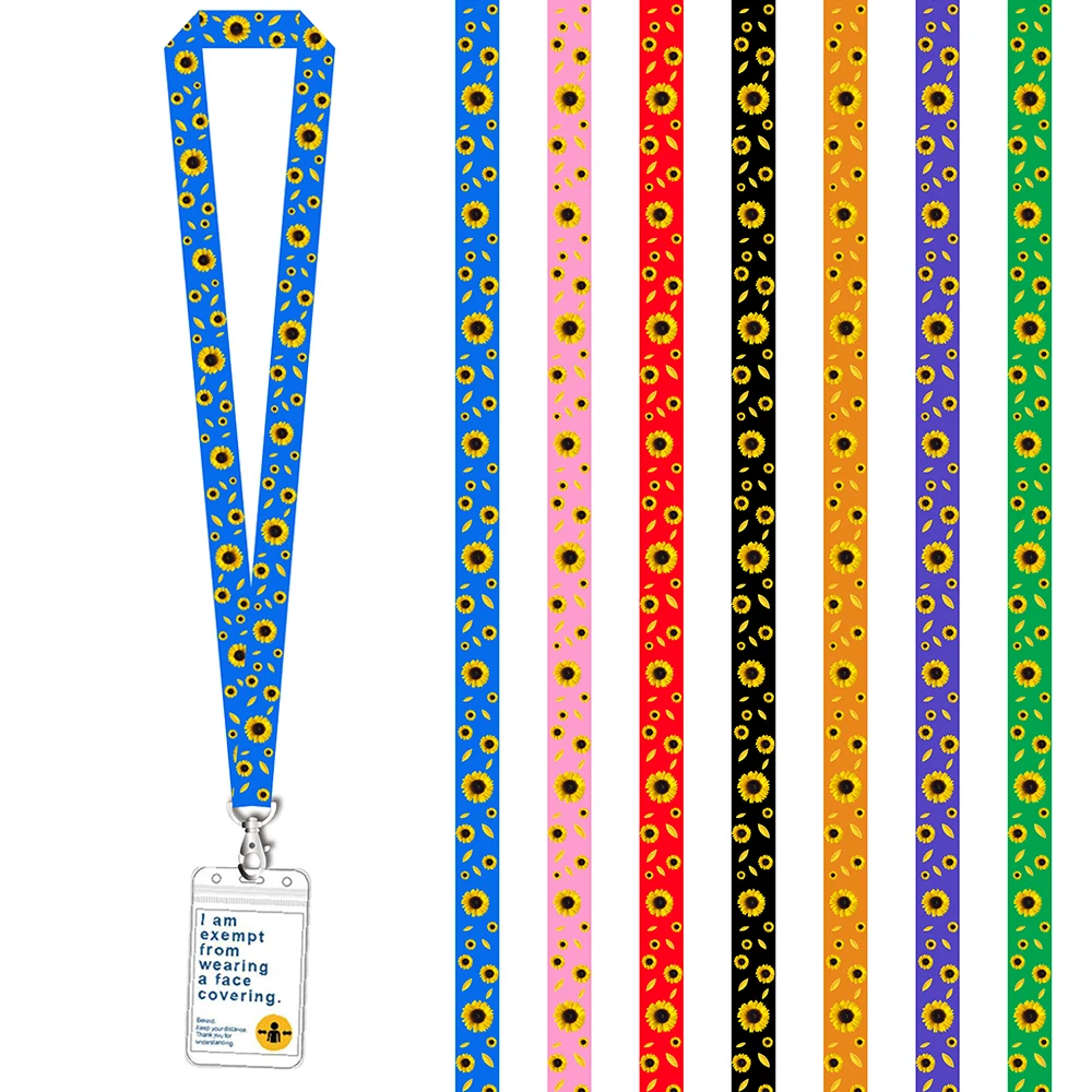 Цена по прейскуранту завода изготовленный на заказ сублимационный напечатанный логотип Подсолнух ремешки, полиэстеровый шнурок подсолнух