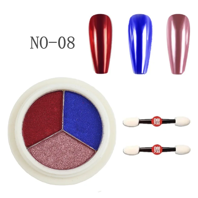 Chrome Nails Powder Mermaid Powders Mirror Nail Pigment Mixed 3 colors sets Nail Polish Mirror Powder