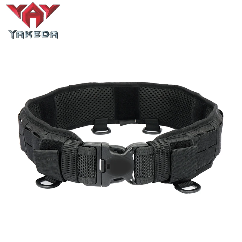 YAKEDA Tactical Belt Men Black Padded Lightweight MOLLE 11-pieces Set Mag Bag Duty Utility Waist Belt Pouch