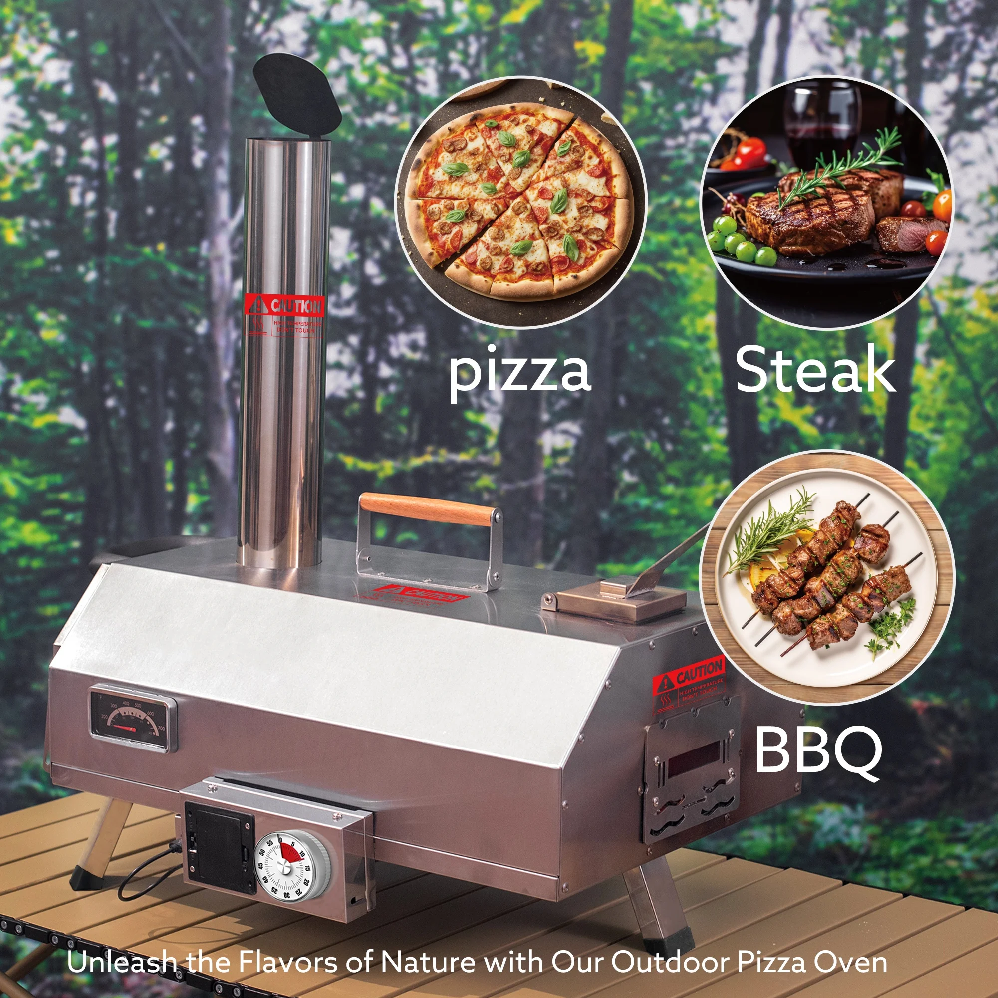 Pizza Machine Maker Automatic Rotating Bbq Grill Outdoor Wood Fired Pizza Oven