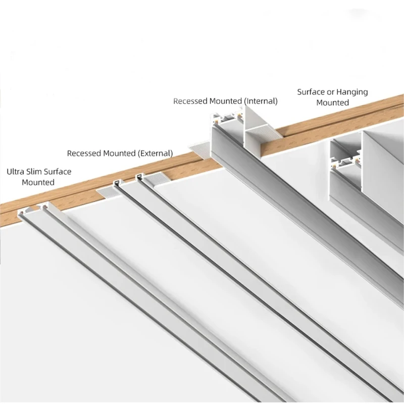 Ultra Slim Magnetic Light Track Rail System 48V Aluminum Magnet Ceiling Spot Downlight Recessed Surface Led Magnetic Track Light