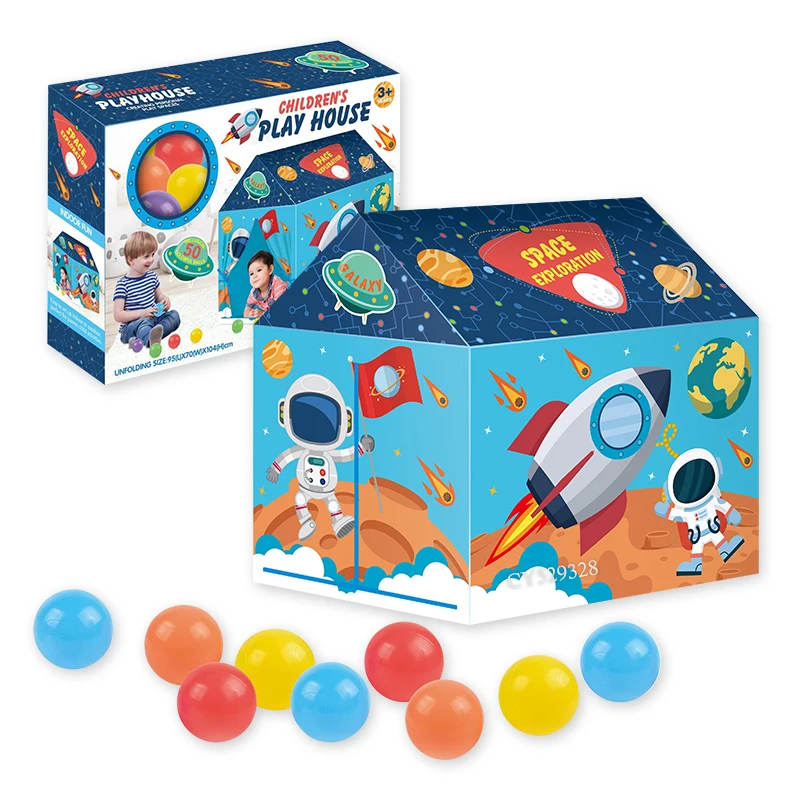 Play Tent Space Ship Rocket Theme Pretend Playhouse Indoor Toys Outdoor Tent Games With 50 Balls for Kids