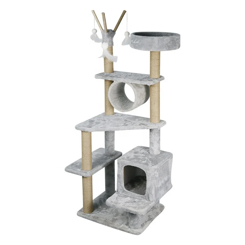 Wholesale Hot Selling Large Size Wooden Pet Scratcher House Tower Plush Cat Tree For Large Cats Tree House