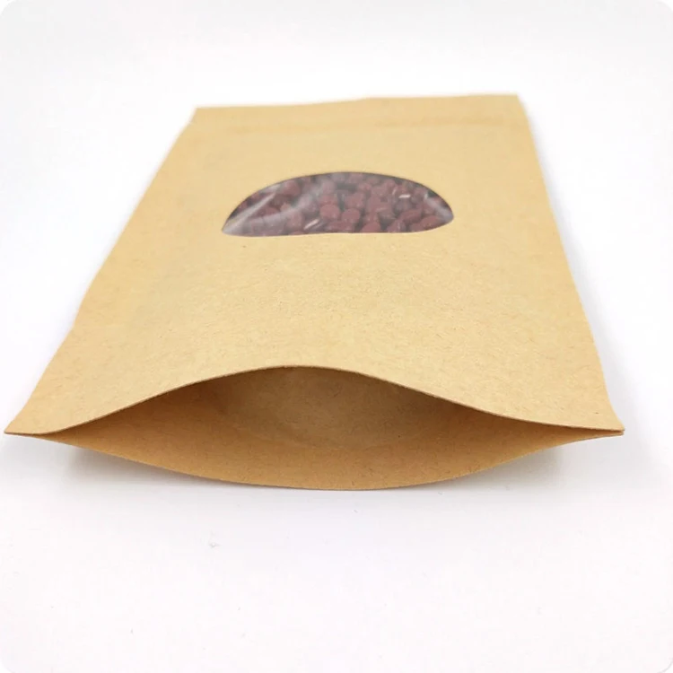 stand up pouches clear front for nuts packaging kraft pouch with