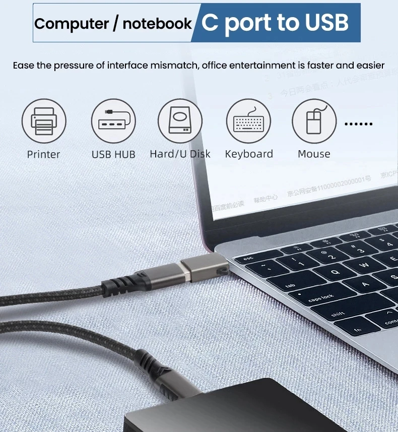 3.1 Gen2 10Gbps Thunderbolt 3 Type C Male to USB 3.0 A Female 3.2 USB C OTG Converter Adapter for USB Hub VR Keyboard Printer