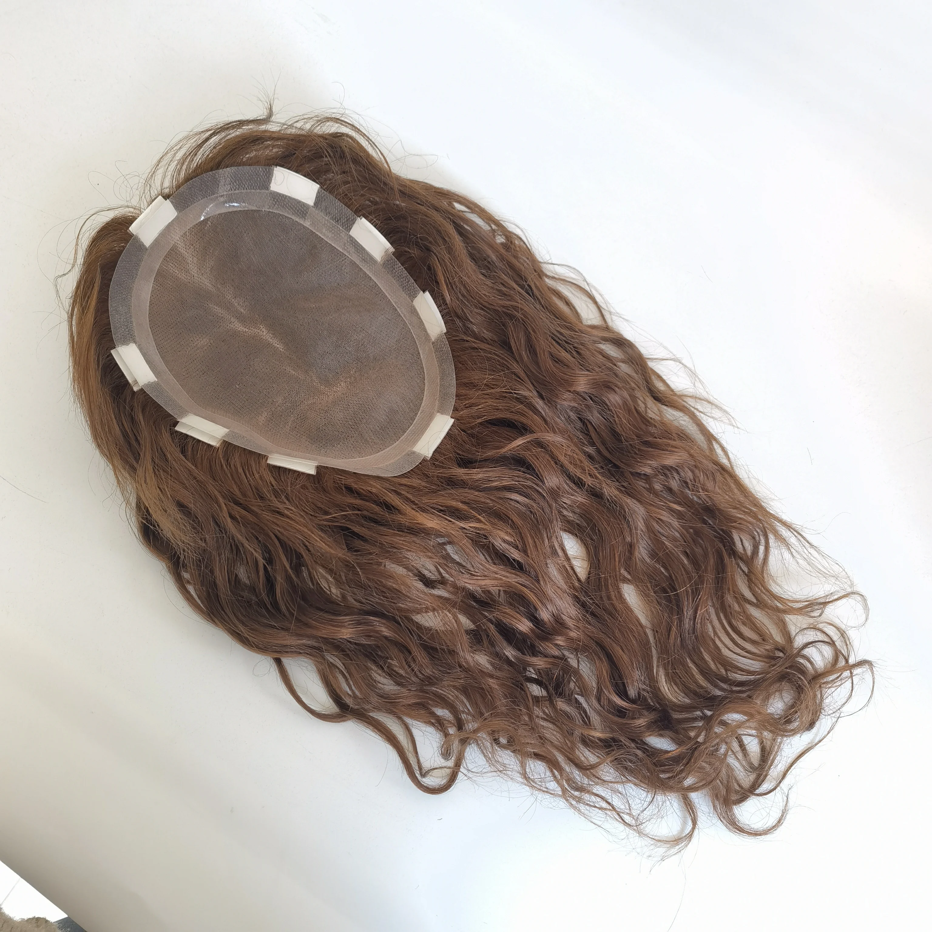 HQ Super invisible Hand Made Women and Man Unit Durable MONO with Double PU Around Blonde Human Hair Customized Toupees