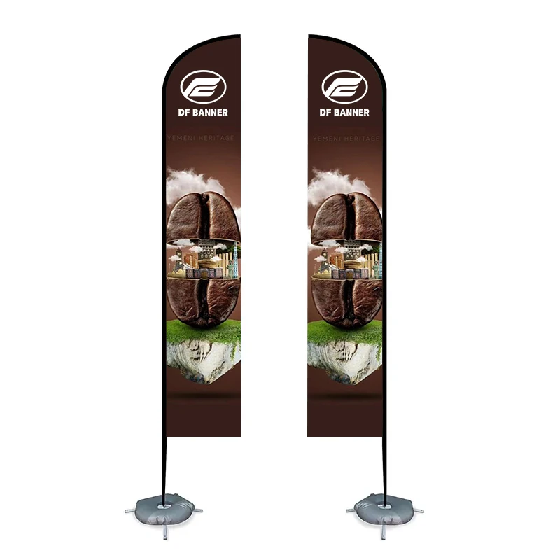 5m Outdoor Aluminum Pole Wind Beach Flag Banner Water Base Flying Advertising Banner for Business and Event Usage