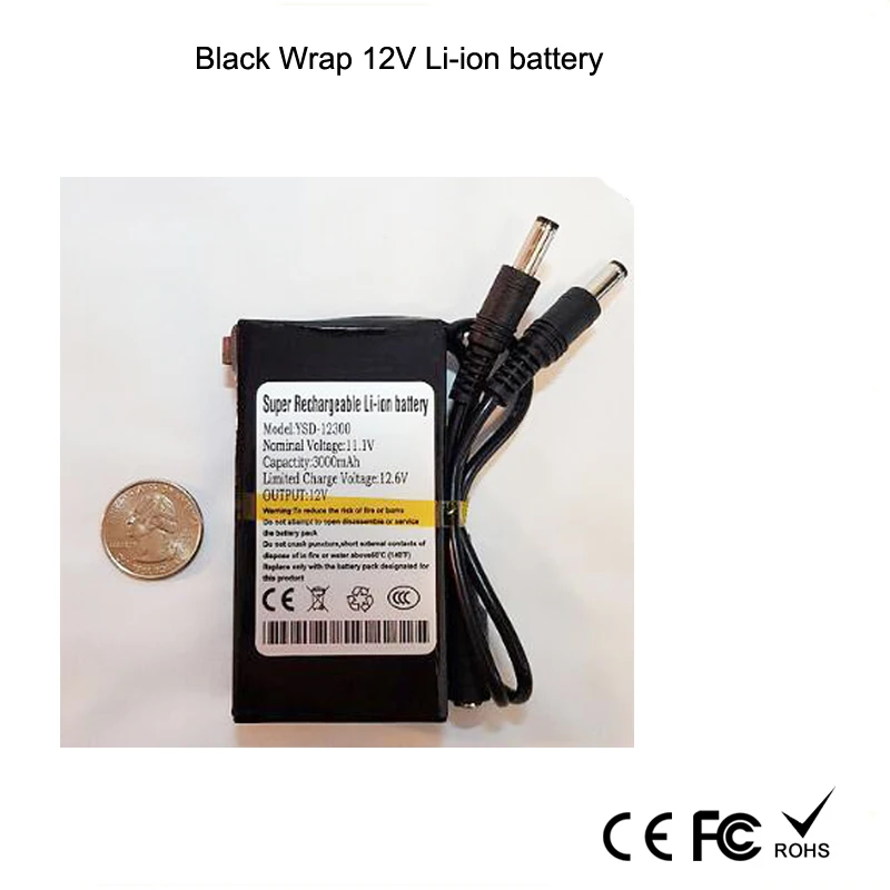 Super 12V 3Ah Rechargeable Li-ion polymer Battery Power Supply for Underwater Fishing Camera led box light