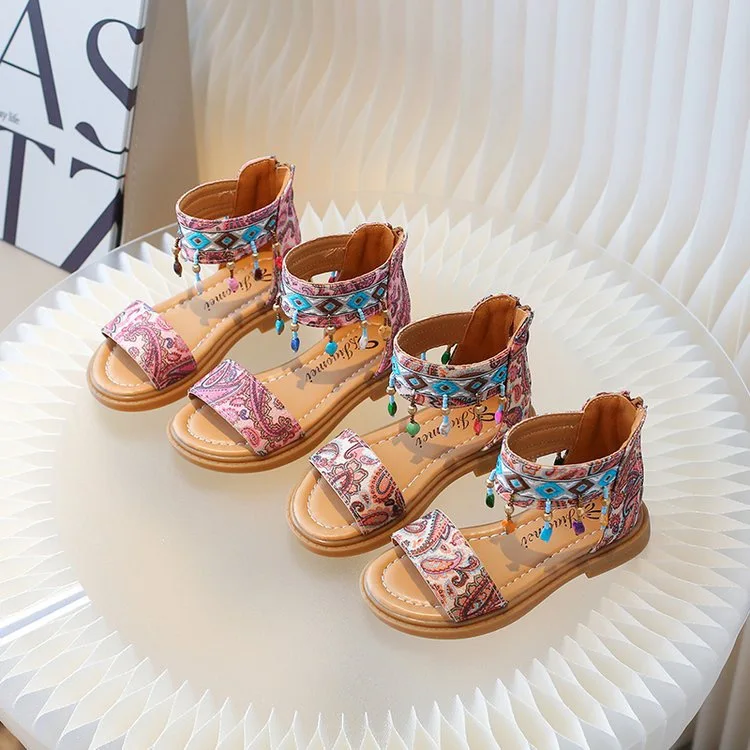 Roman Sandals Summer Ethnic Style Open Toe Midget Sandals Girls Beach Shoes For Girls