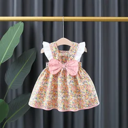 3245 Girls Floral Dress Summer New Baby Pink Korean Style Internet Celebrity Sweet Sleeveless Princess